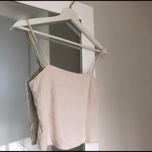 Oak and fort cropped linen tank